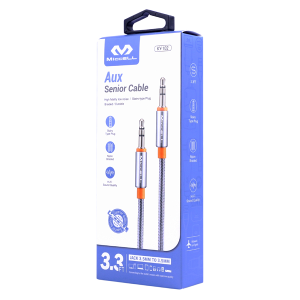 S157 Miccell Aux Senior Cable 3.3ft (KY-102) Box pack - Image 2