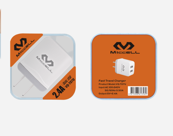 S69 Miccell Dual Port Wall Charger (VQ-T07U) Acrylic Pack - Image 5